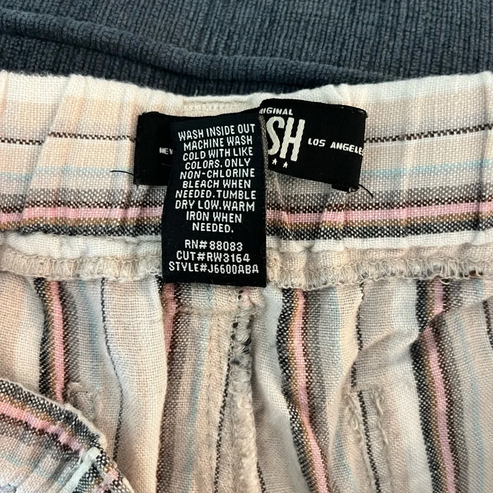 Rewash (Macy’s) brand striped linen blend boho wide leg pants size XS EUC‎